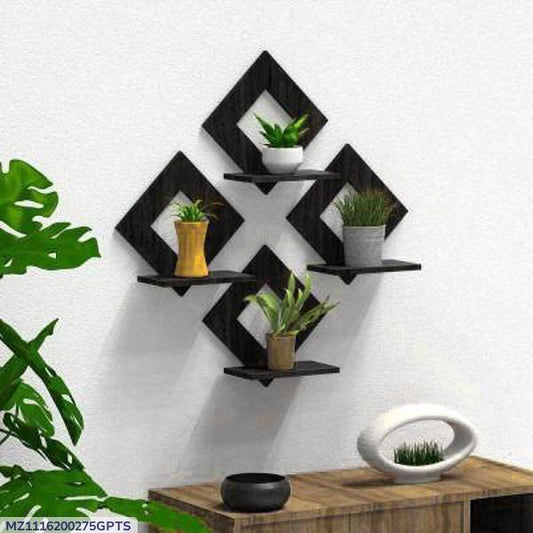 Modern Black Diamond Wall Shelves Set Of 4 MDF Wood Wall Shelves